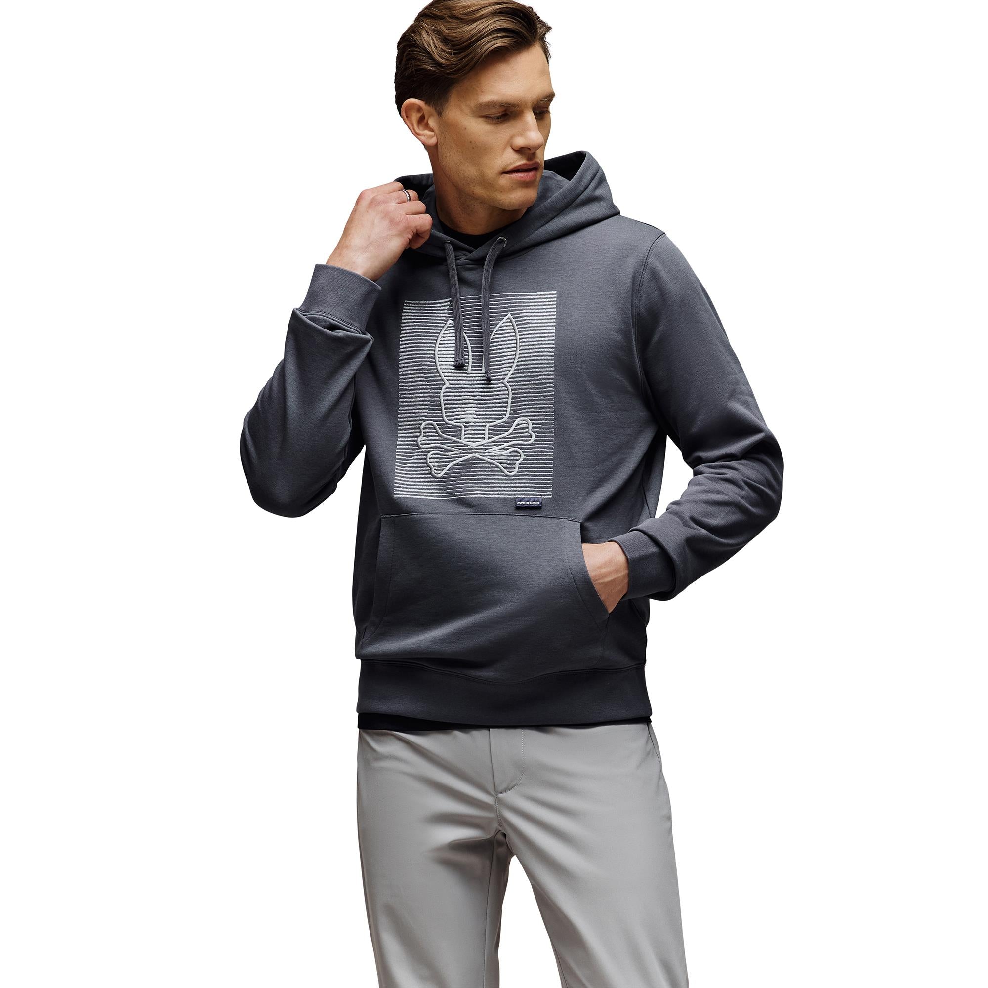 Psycho Bunny Grant Texture Mens Hoodie Blackened Pearl